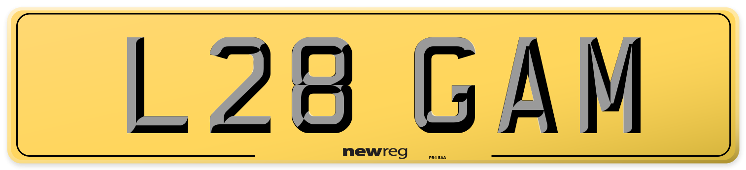 L28 GAM Rear Number Plate