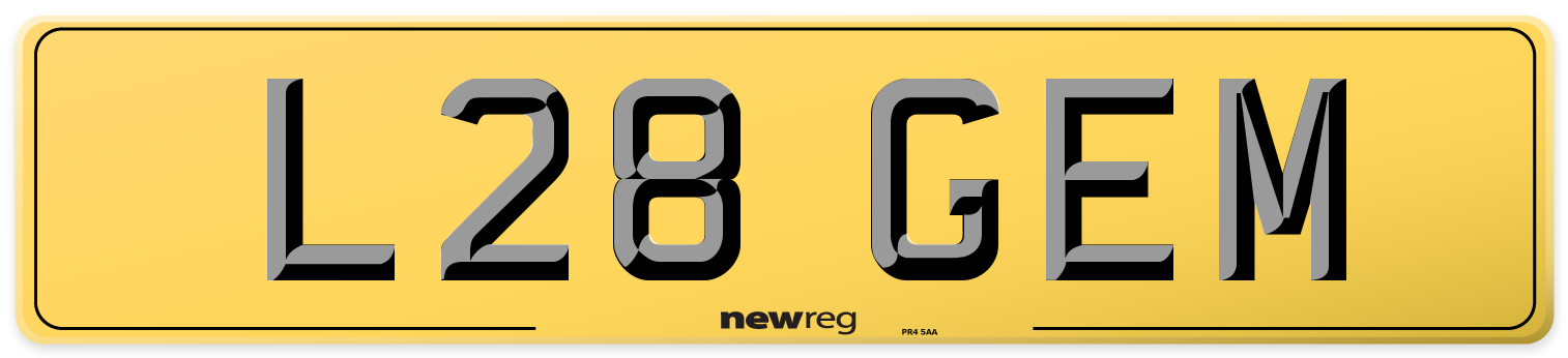 L28 GEM Rear Number Plate