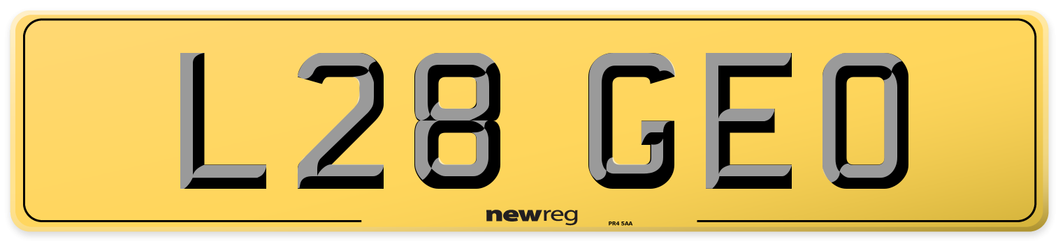 L28 GEO Rear Number Plate