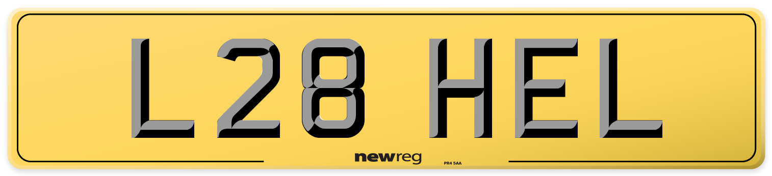 L28 HEL Rear Number Plate