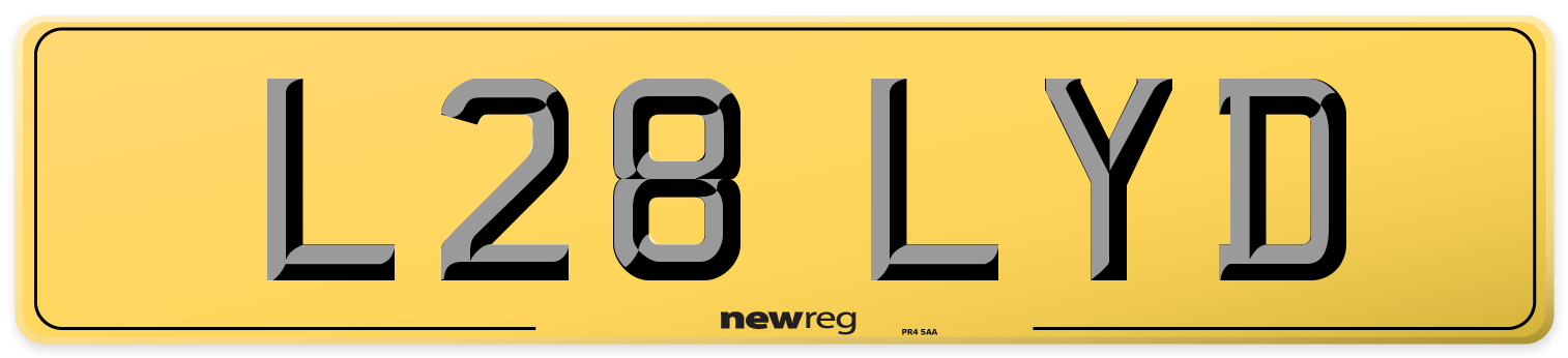 L28 LYD Rear Number Plate