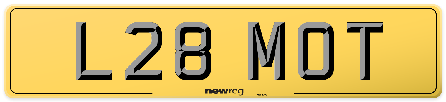 L28 MOT Rear Number Plate