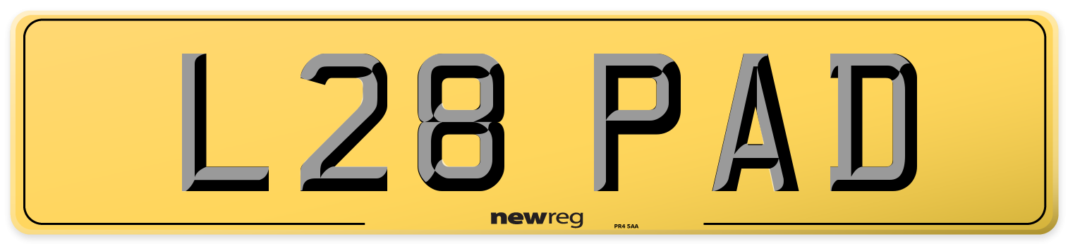 L28 PAD Rear Number Plate
