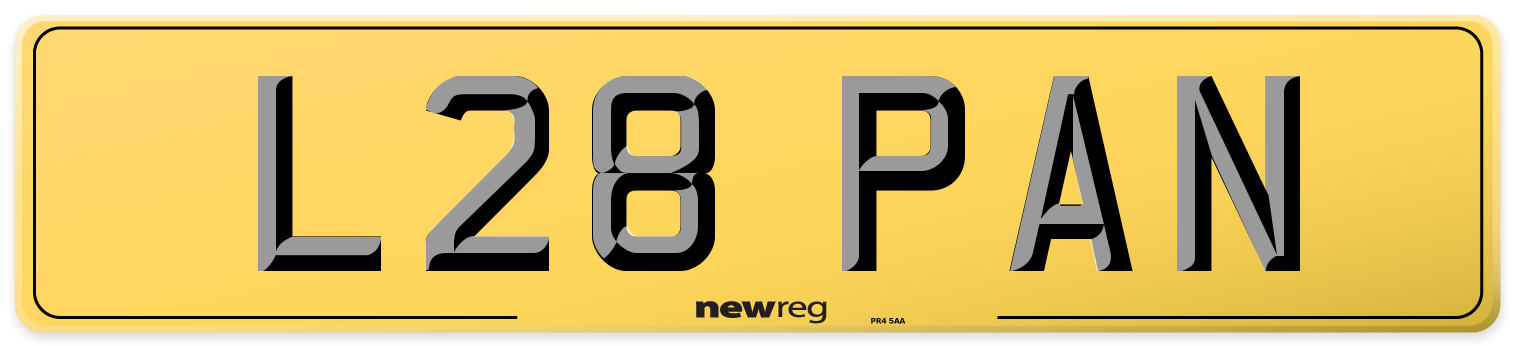 L28 PAN Rear Number Plate