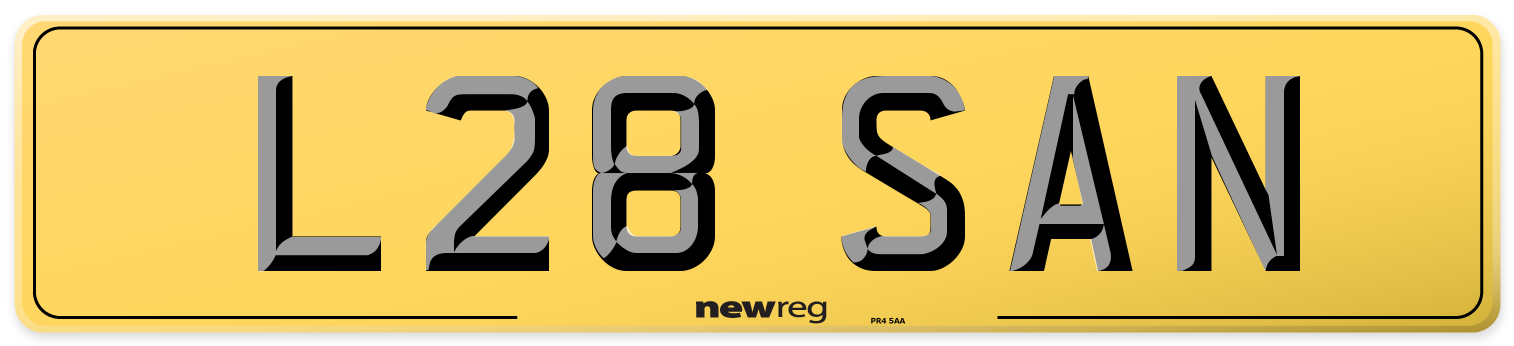L28 SAN Rear Number Plate