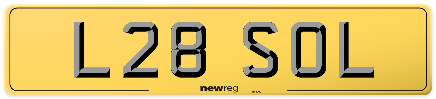 L28 SOL Rear Number Plate