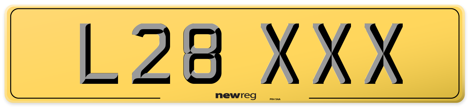 L28 XXX Rear Number Plate
