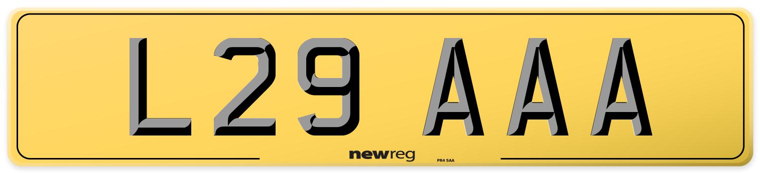 L29 AAA Rear Number Plate