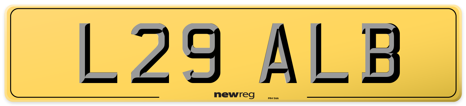 L29 ALB Rear Number Plate