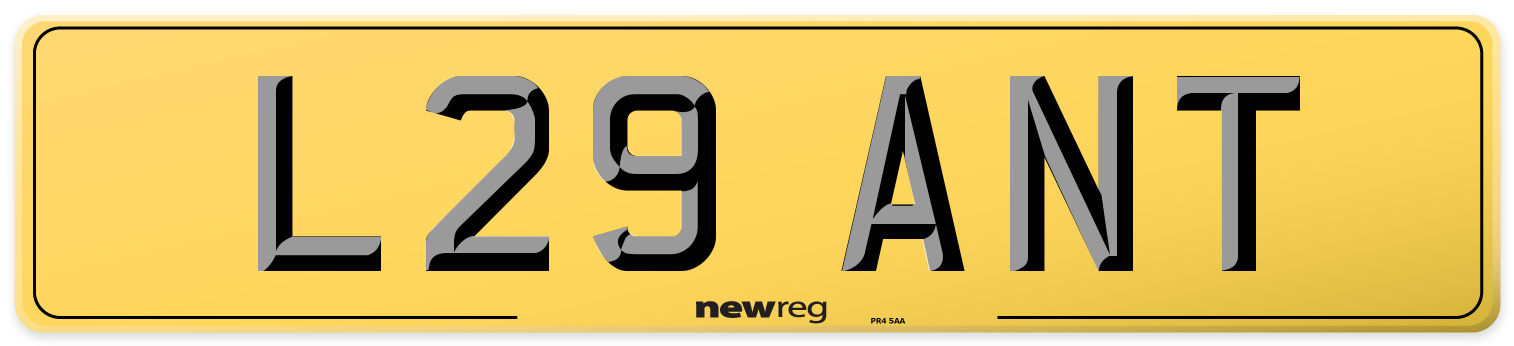 L29 ANT Rear Number Plate