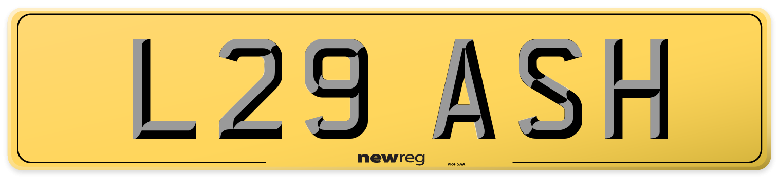 L29 ASH Rear Number Plate