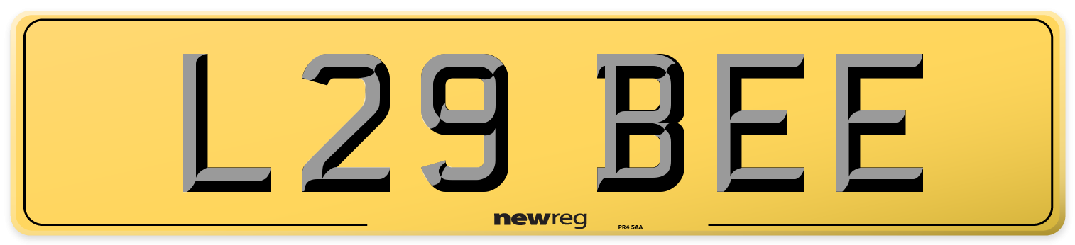 L29 BEE Rear Number Plate