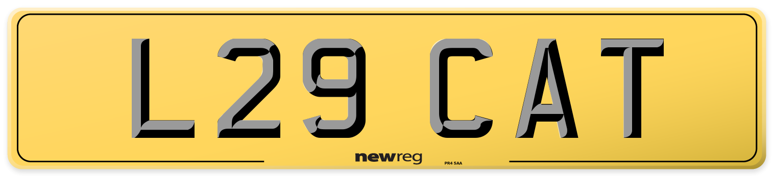 L29 CAT Rear Number Plate