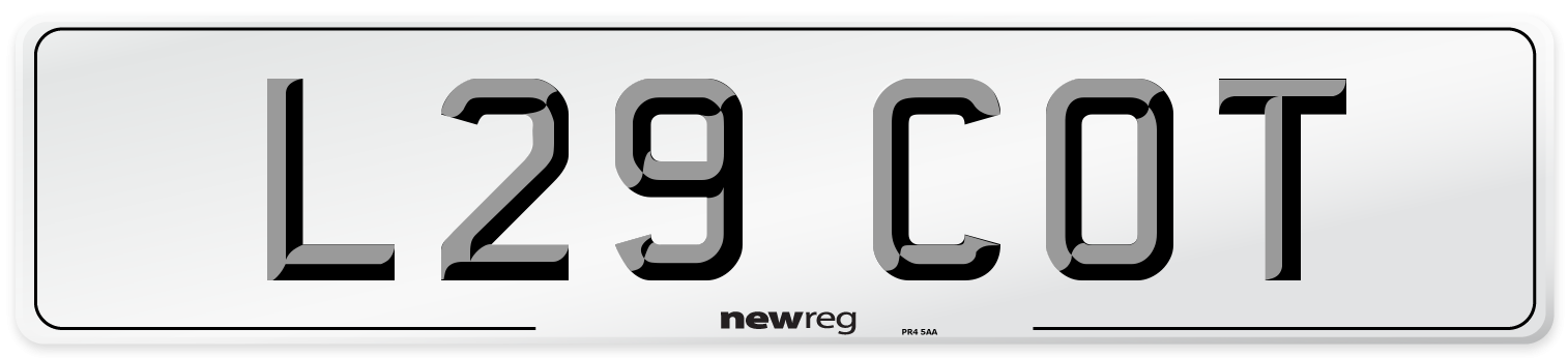 L29 COT Front Number Plate