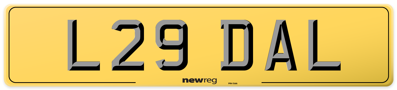 L29 DAL Rear Number Plate