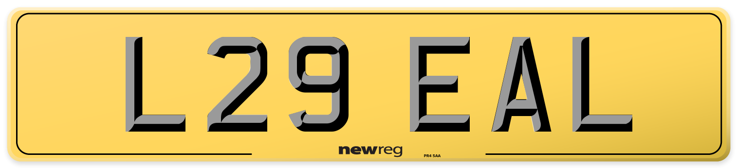 L29 EAL Rear Number Plate