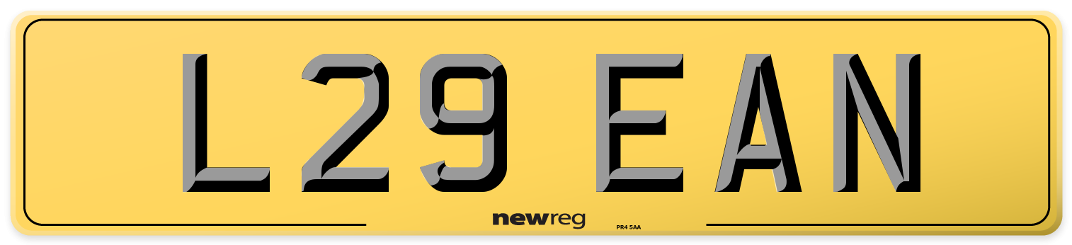 L29 EAN Rear Number Plate