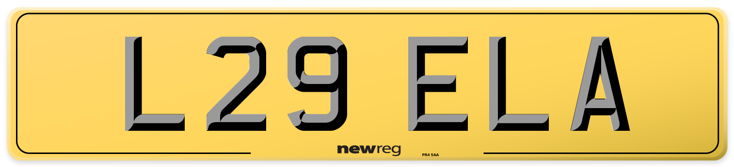 L29 ELA Rear Number Plate