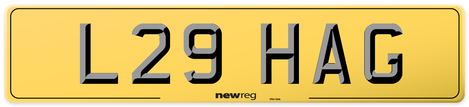 L29 HAG Rear Number Plate