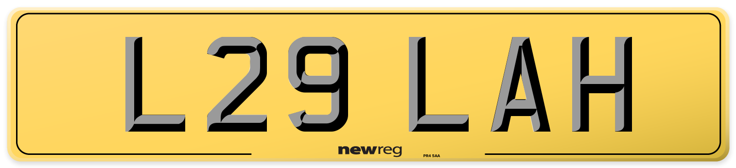 L29 LAH Rear Number Plate