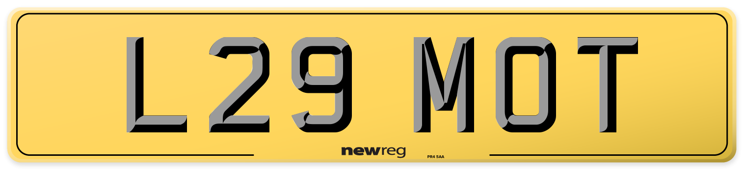 L29 MOT Rear Number Plate
