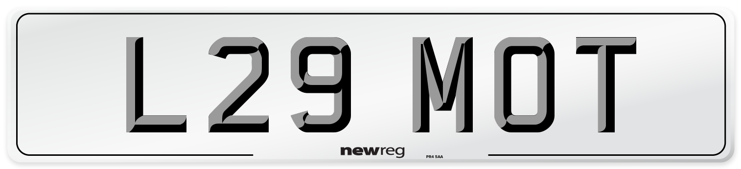 L29 MOT Front Number Plate