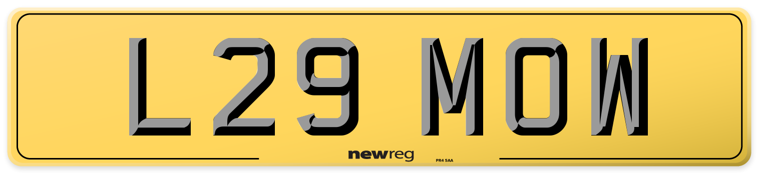 L29 MOW Rear Number Plate
