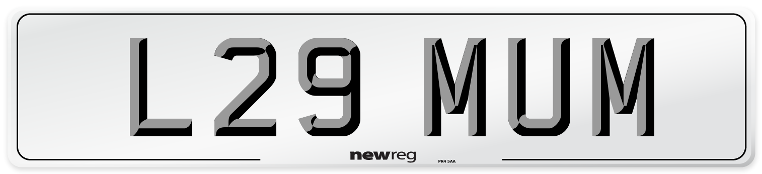 L29 MUM Front Number Plate
