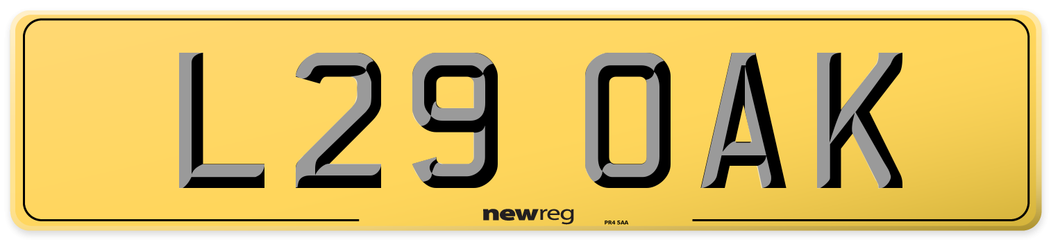 L29 OAK Rear Number Plate