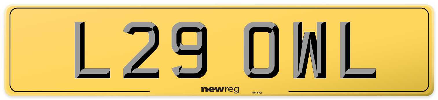 L29 OWL Rear Number Plate
