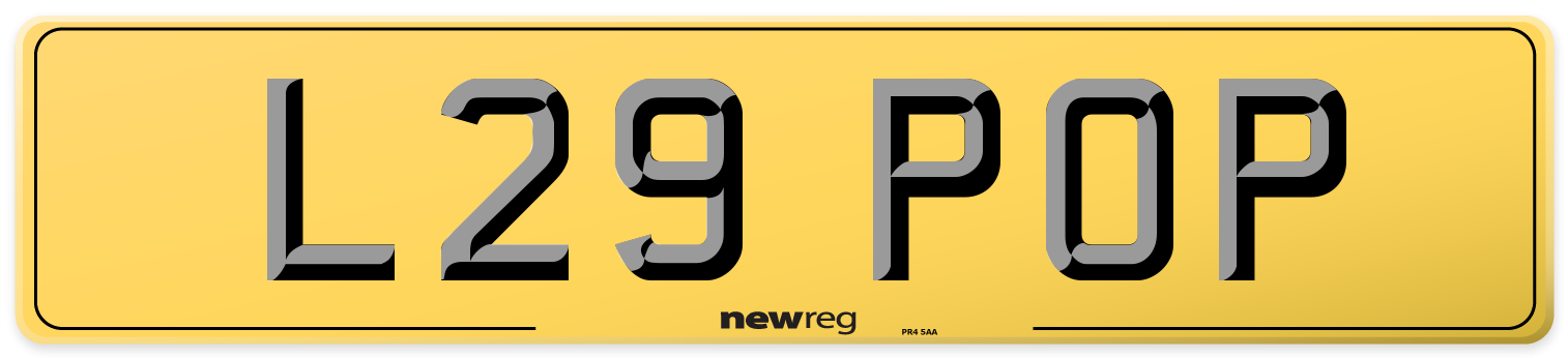 L29 POP Rear Number Plate