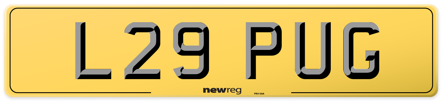 L29 PUG Rear Number Plate