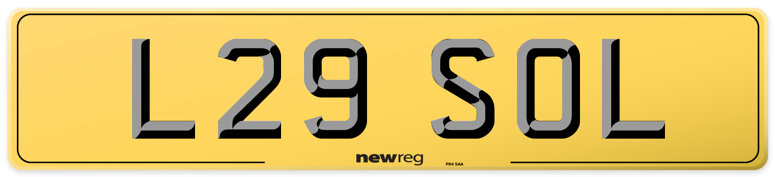 L29 SOL Rear Number Plate
