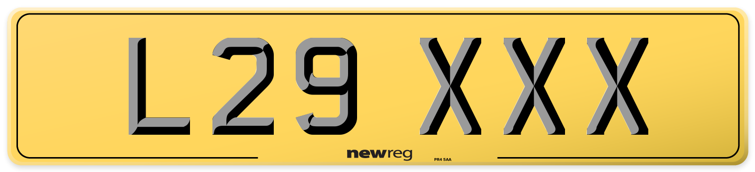 L29 XXX Rear Number Plate