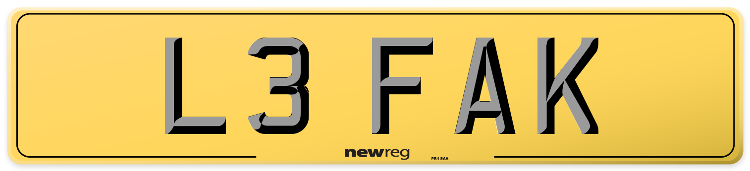 L3 FAK Rear Number Plate