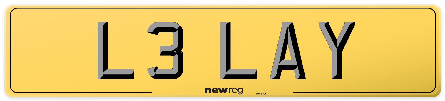 L3 LAY Rear Number Plate