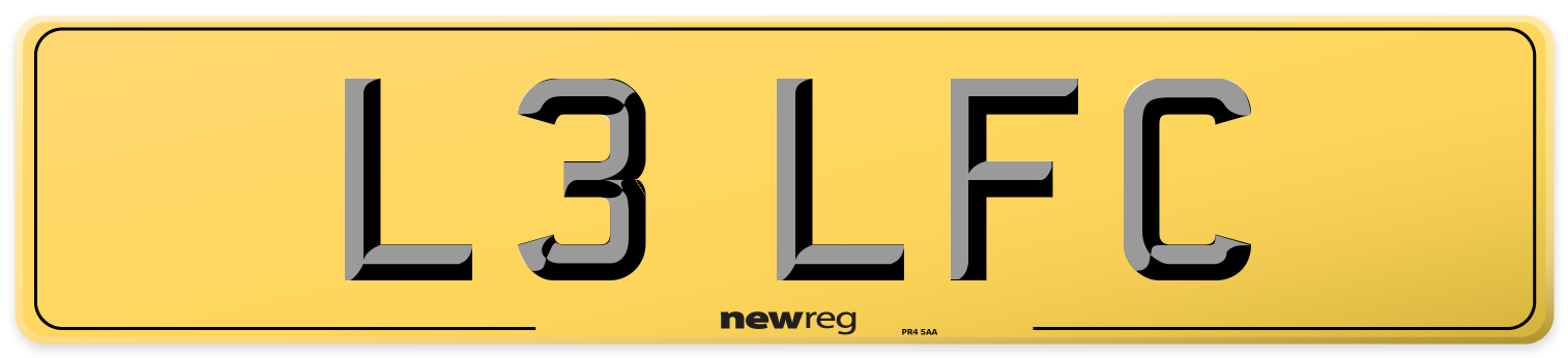 L3 LFC Rear Number Plate