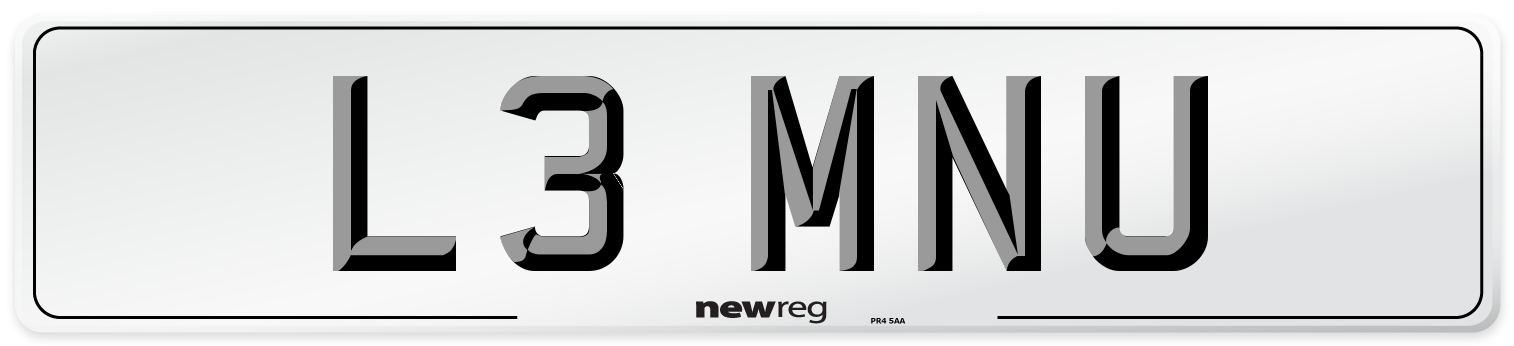 L3 MNU Front Number Plate