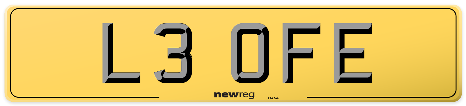 L3 OFE Rear Number Plate