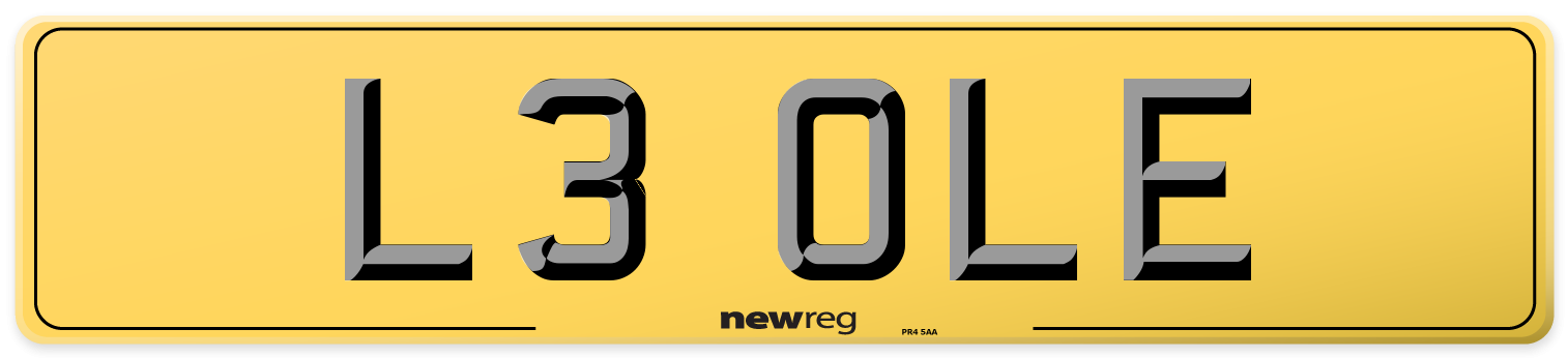 L3 OLE Rear Number Plate