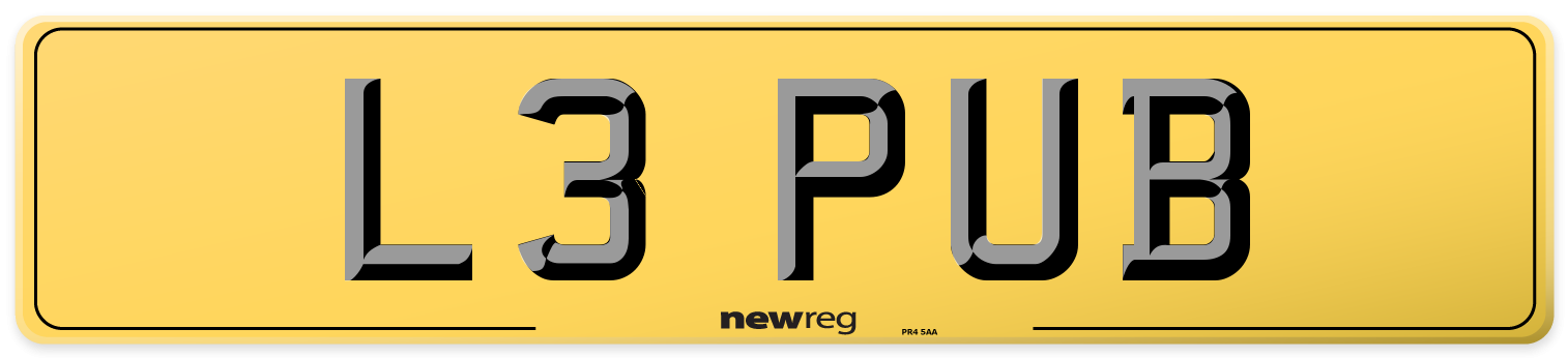 L3 PUB Rear Number Plate