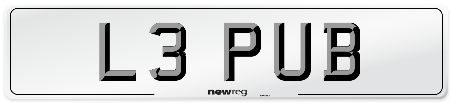 L3 PUB Front Number Plate