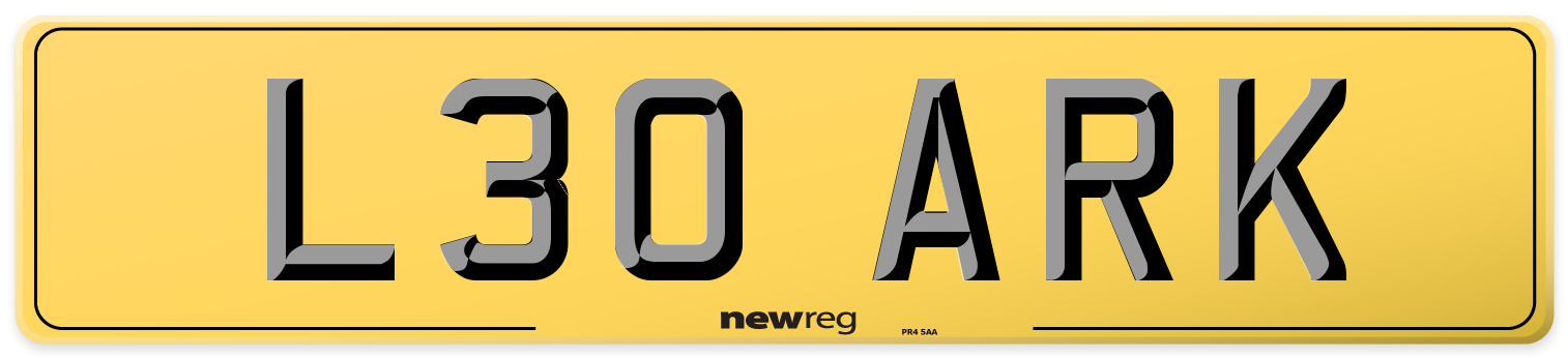 L30 ARK Rear Number Plate