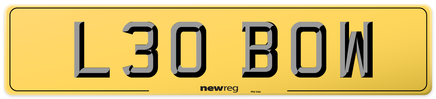 L30 BOW Rear Number Plate