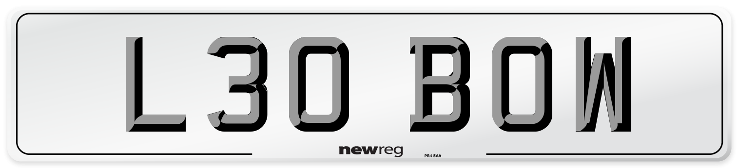 L30 BOW Front Number Plate