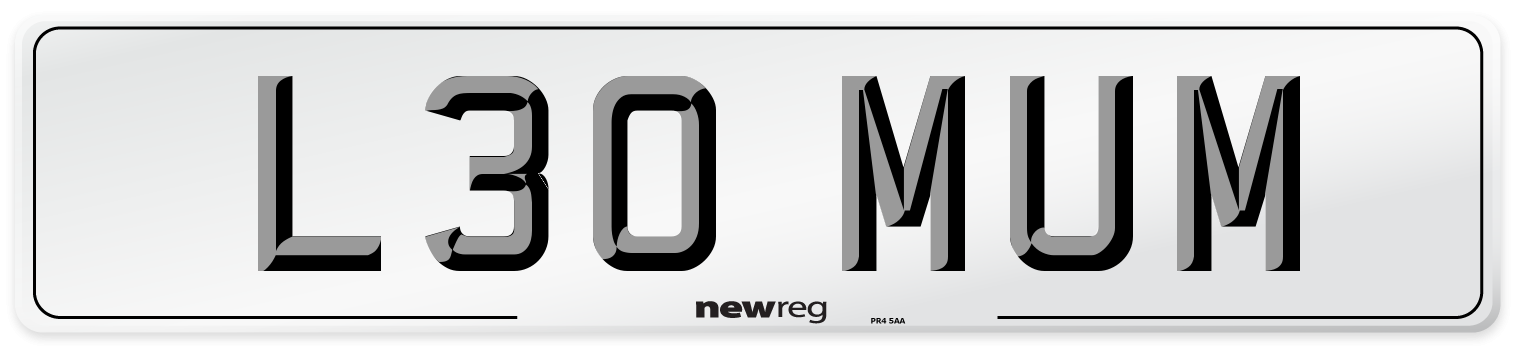 L30 MUM Front Number Plate