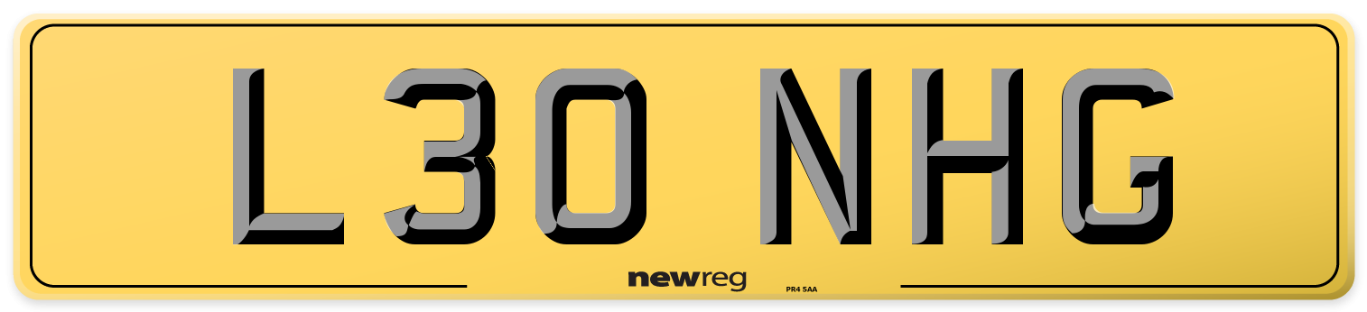 L30 NHG Rear Number Plate
