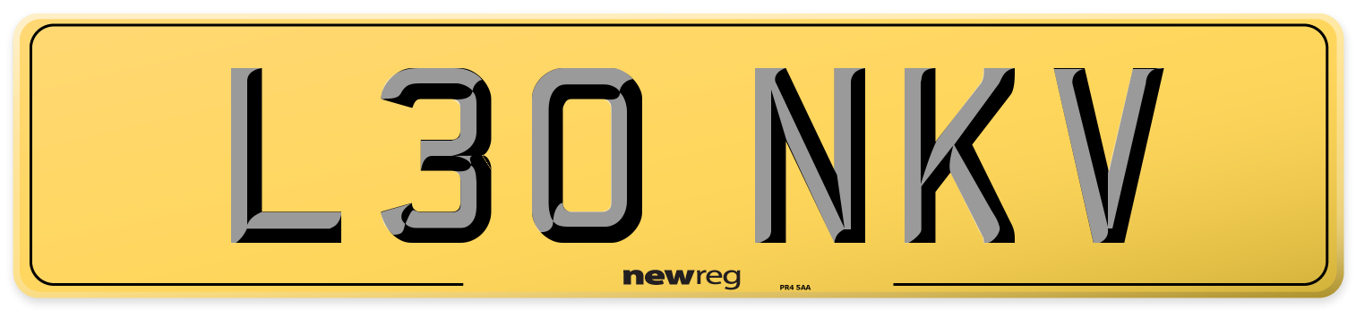 L30 NKV Rear Number Plate