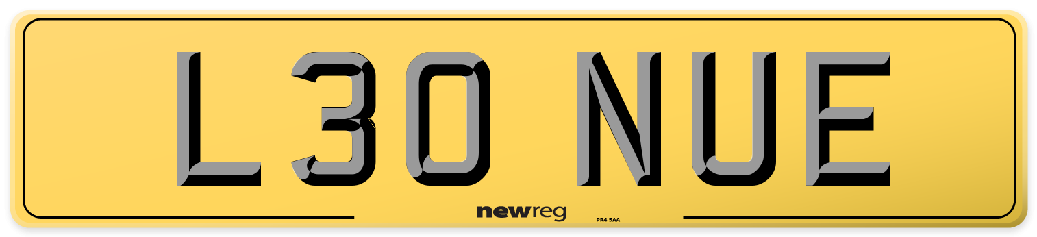 L30 NUE Rear Number Plate