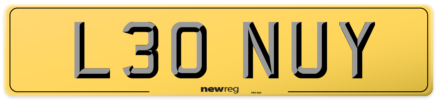 L30 NUY Rear Number Plate